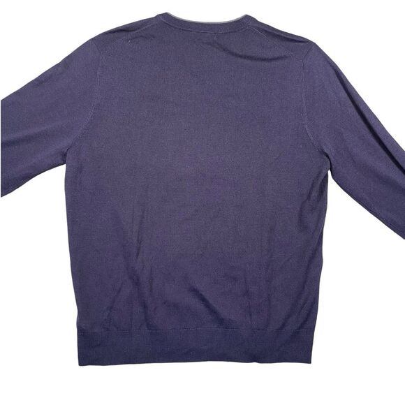 NWT Michael Kors Mens Classic Knit Sweater Wool Blend Navy Plumeria V Neck Sz XL - Picture 3 of 9